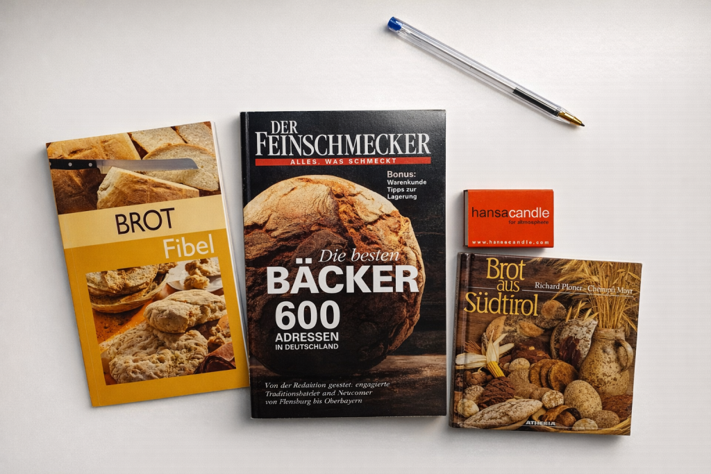 Brødbøker frå Tyskland, med den vesle boka i midten