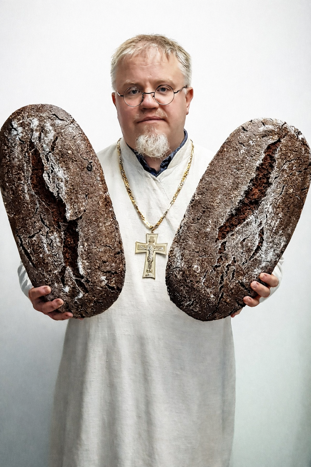 Baker med to rugbrød