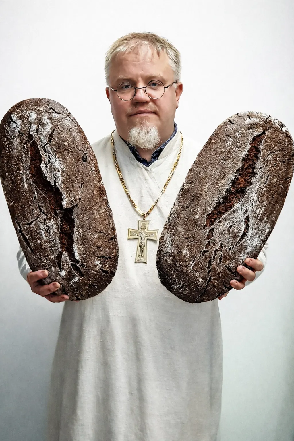 Baker med to rugbrød
